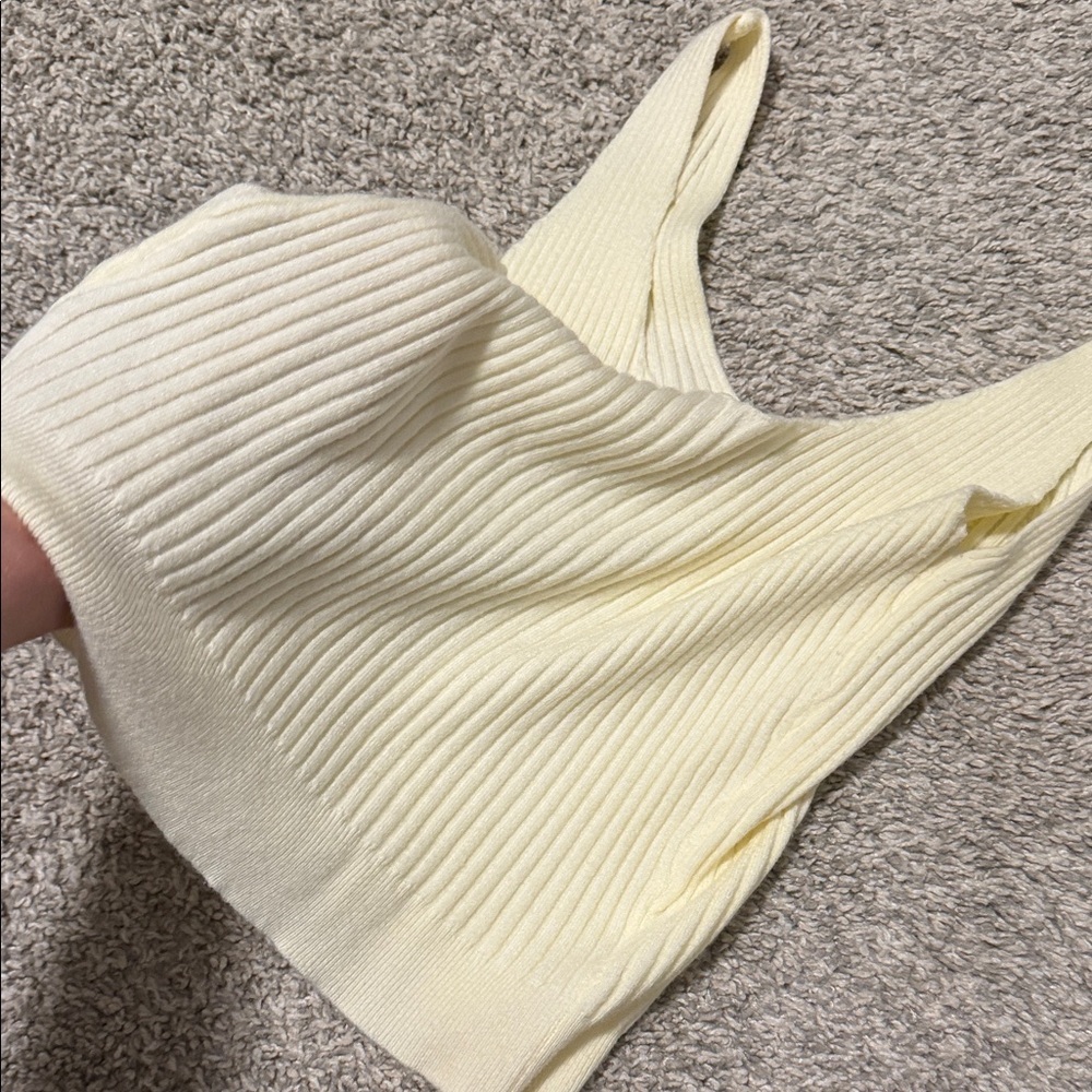La miel Women's Cream Ribbed Knit tank - Picture 6 of 6